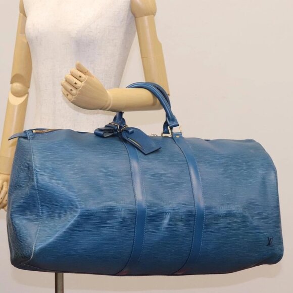 LOUIS VUITTON Epi Keepall 55 Boston Bag Toledo Blue M42955 LV Auth BD1153 - Picture 3 of 16